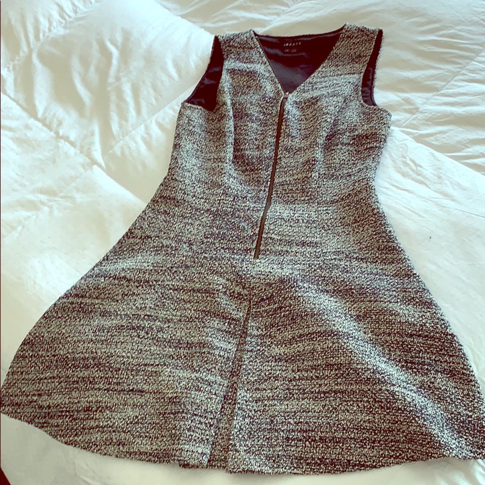 Heather Navy Knitted Dress By Theory. Center zip.